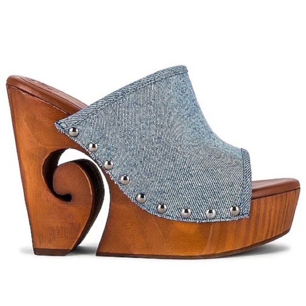 Peter DUNDAS x REVOLVE Curve Wedge in Blue Denim Size 9 NWOT